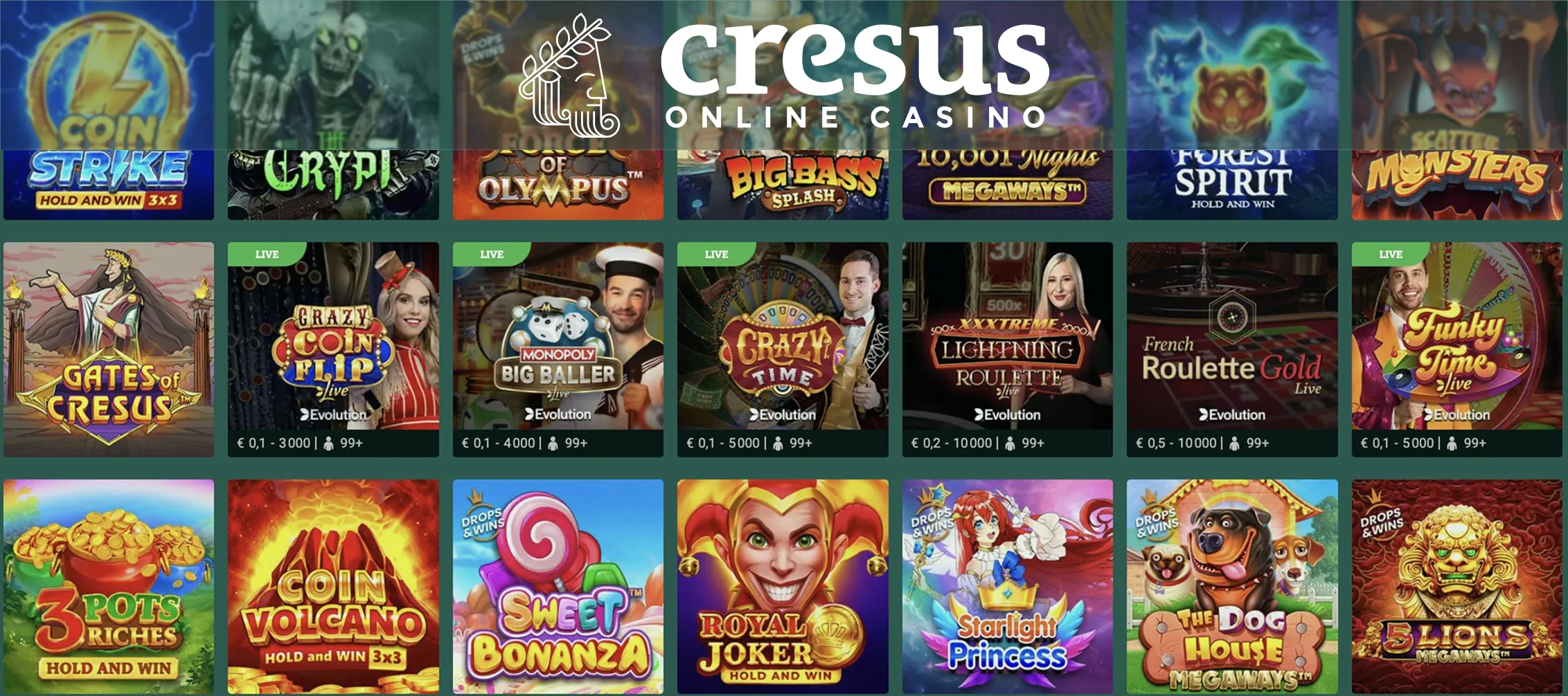 Catalogue de jeux Cresus Casino